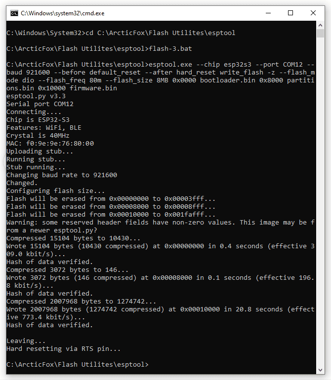 esptool,  bootloader.bin, partitions.bin, firmware.bin